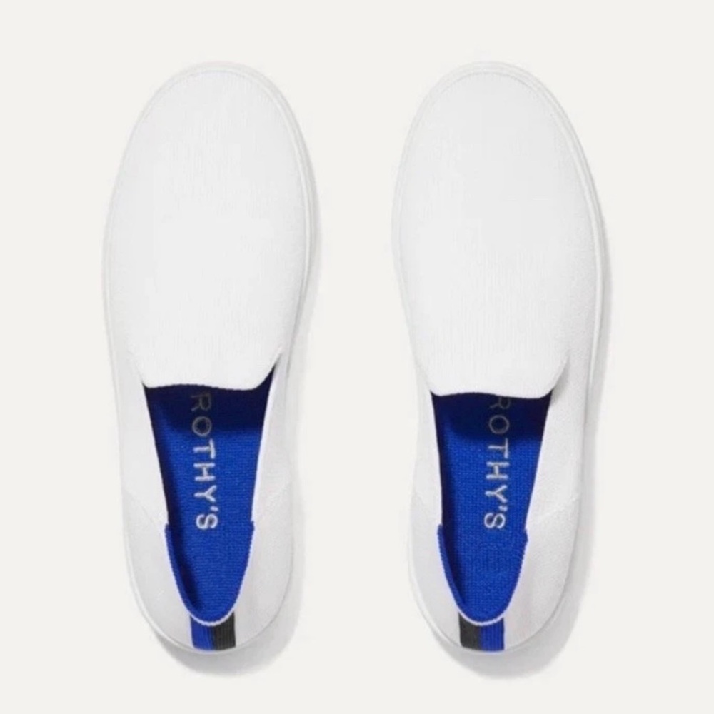 Rothy's The Original Women's Slip On Sneakers White Knit Flat Shoes size 8.5